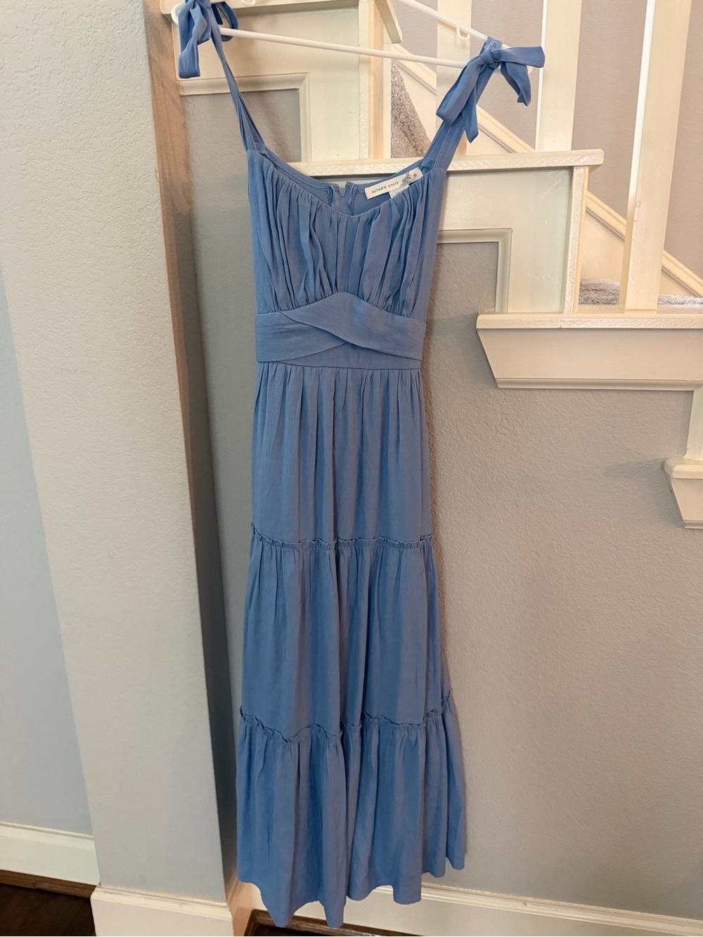 Altar'd State Sky Blue Tie-Shoulder Maxi Dress